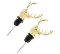 Veemoon Lot de 2 Bouchons à Vin Tête de Cerf Dorés Anneau en Silicone Étanche Bouchons D’Étanchéité Créatifs pour Bouteille de Vin Accessoires pour Bar et Maison Conservation Fraîche