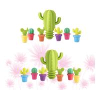 Veemoon Lot de 2 Bouchons de Bouteille en Silicone Forme Cactus, Souples et Compatibles Lave-vaisselle, Accessoires pour Vin et Boissons en Silicone Alimentaire Couleur