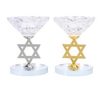 Veemoon Lot de 2 bougeoirs juifs Hanoukka, étoile de David dorée, pour Bougies Coniques et piliers, décoration de Table pour Shabbat ou fêtes.