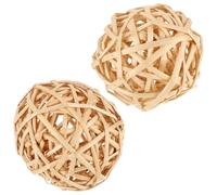 Veemoon Lot de 2 Boules Décoratives en Rotin Tressé Diamètre 10 CM Décoration Rustique pour Maison et Fêtes Accessoires Naturels pour Vases Couronnes et Projets Créatifs