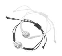 Veemoon Lot de 2 Bracelets de Volley-ball à Cordon Tissé Noir et Blanc, Taille Unique Unisexe, Accessoires Sport pour Fans et Équipes, Présents Volleyball pour Hommes, Femmes