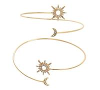 Veemoon Lot de 2 Bracelets Manchettes en Alliage Doré, Motifs Soleil et Lune, Bracelets de Bras Ajustables pour Femme, Bijoux de Manchette Élégants pour Fêtes, Voyages et Usage Quotidien