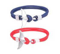 Veemoon Lot De 2 Bracelets Queue De Baleine En Paracorde Nautique, Chaîne De Corde De Survie, Unisexe, Style Marin Décontracté, Taille Standard, Résistant Et Solide Pour Usage Quotidien
