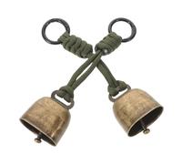 Veemoon Lot de 2 Clochettes Anti-Ours en Cuivre Vert Antique avec Porte-clés Militaire, Imperméables et Légères, 13,2 X 3,6 X 2,5 Cm, pour Randonnée, Camping et Sécurité en Extérieur