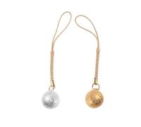 Veemoon Lot de 2 Clochettes Suspendues en Cuivre Grainé Doré et Argenté avec Pompon Accessoires Décoratifs DIY pour Pendentifs Téléphone et Paquet à Dos Décoration Japonaise Symbolique
