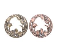 Veemoon Lot de 2 Couvercles Creux en Alliage de Zinc pour Pots de Bougies D’aromathérapie 73-81 Mm, Motifs Tulipes Métalliques Rouge et Vert Ancien, Décoration Festive Couleur Aléatoire