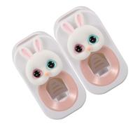 Veemoon Lot de 2 Distributeurs Muraux Automatiques de Dentifrice en Plastique Mat Design Lapin Blanc Fixation sans Perçage Porte-Brosses à Dents Intégré pour Salle de Bain Garçon et