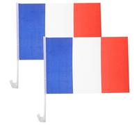Veemoon Lot de 2 Drapeaux de Voiture en Polyester Drapeau France Mât Accessoires Décoratifs pour Véhicule Résistant aux Intempéries pour Voiture et Usage Extérieur