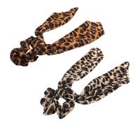 Veemoon Lot de 2 Élastiques Cheveux Longs Rubans en Tissu à Imprimé Léopard, Accessoires Coiffure pour Femmes et Filles, pour Queue de Cheval et Coiffures Décoratives, Usage Quotidien