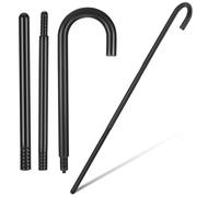 Veemoon Lot de 2 Ensembles de Bâtons Décoratifs Noirs en Plastique, Bâtons de Béquille pour Fête et Performance, Accessoire Halloween et Costume Sorcier, 3 Sections Réglables, pour