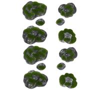Veemoon Lot de 2 Ensembles de Pierres Décoratives Artificielles Recouvertes de Mousse Végétale Verte, Fausses Pierres Miniatures pour Décoration Intérieure, Terrariums, Bonsaïs
