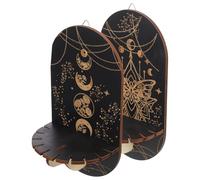 Veemoon Lot de 2 Étagères Murales Flottantes en Bois Foncé et Cristal Petite Étagère D’Exposition Bohème pour Cristaux et Décorations Support Mural Décoratif pour Maison et Fête