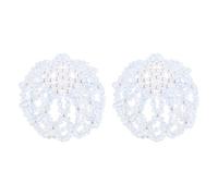 Veemoon Lot de 2 Filets à Chignon de Ballet Bleus Faits Main en Maille Élastique Ornés de Perles de Cristal, Accessoire Cheveux pour Danseuses et Patineuses, Maintien Élégant du Chignon