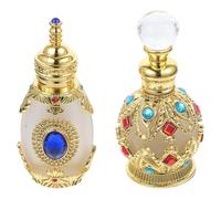 Veemoon Lot de 2 Flacons de Parfum Vintage 15 Ml en Verre Cristal Rechargeable, Mini Bouteille Étanche pour Huiles Essentielles, Distributeur Portable Voyage et Échantillon Parfum