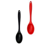 Veemoon Lot de 2 Grandes Cuillères à Soupe en Silicone Alimentaire, Multi-usages, Couleur Rouge et Noir, Ergonomiques et Légères, Ustensiles Cuisine pour Service et Préparation, Maison