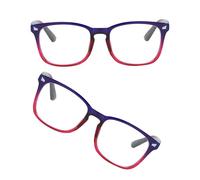 Veemoon Lot de 2 Lunettes Anti-Lumière Bleue Rétro Unisexes Monture Métal Bicolore Bleu et Rose Protection Écran Anti-Reflets pour Lecture Gaming et Travail Numérique