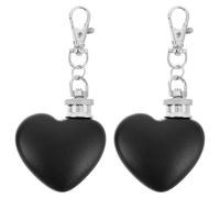 Veemoon Lot de 2 Mini-flasques Porte-clés en Acier Inoxydable Noir 30 Ml de Cœur, Flasque Portable D'extérieur Étanche pour Randonnée, Camping et Stockage de Whisky ou Vin