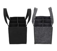 Veemoon Lot de 2 Paquet Porte-Bouteilles en Feutre Séparateurs Intérieurs Capacité 6 Bouteilles Couleurs Noir et Gris Paquet à Vin Portable pour Transport et Rangement Sécurisé