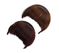 Veemoon Lot De 2 Perruques Françaises Frange Naturelles Adhésives, Taille Unique, Couleur Châtain Clair Et Foncé, Complément Capillaire Discret Pour Femmes, Usage Quotidien Et Cosplay