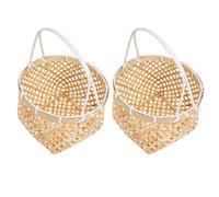 Veemoon Lot de 2 Petits Paniers à Main en Bambou Tissé Naturel Corbeilles Rondes pour Fruits et Fleurs Paniers de Rangement Décoratifs Cuisine et Pique-Niques Style Artisanal