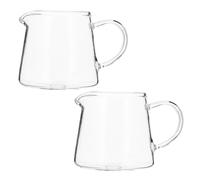 Veemoon Lot de 2 Pichets à Lait en Verre 120 Ml Tasses à Café Transparentes pour Petit-Déjeuner Verre Lisse Facile à Nettoyer Usage Domestique et Professionnel