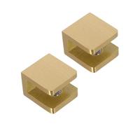 Veemoon Lot de 2 Pinces pour Plaque de Verre en Laiton Doré, Supports sans Cadre pour Étagères, Utilisation Polyvalente et Design Élégant pour Cuisines et Bureaux