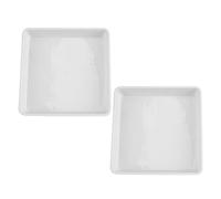 Veemoon Lot de 2 Plateaux de Jardinière Carrés en Plastique Blanc 40 Cm pour Pots de Fleurs et Herbes, Protège Les Fuites, pour Jardins et Maisons