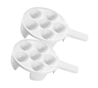Veemoon Lot de 2 Plats à Escargots en Céramique Blanche, Poignée Confortable, Petit Format, Supports pour Cuisson au Four, Cuisson Uniforme, Adaptés pour Huîtres et Amuse-gueules,