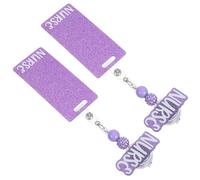 Veemoon Lot de 2 Porte-badges à Clip D'identification Rétractable en Acrylique Violet Pailleté, Porte-carte D'identité Vertical pour Infirmières, Usage Professionnel en Milieu Hospitalier
