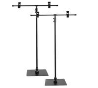 Veemoon Lot de 2 Porte-Bannières de Table en Métal Robuste Support D’Affiche de T Réglable pour Panneaux Publicitaires Présentoir Vertical Polyvalent pour Bureau et Comptoir Usage