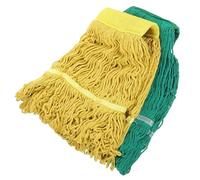 Veemoon Lot de 2 Recharges de Balai Serpillière en Tissu de Coton Absorbant, Compatible pour Sols Carrelés, Utilisation Humide ou Sèche, Couleurs Jaune et Verte, Remplacement Pratique