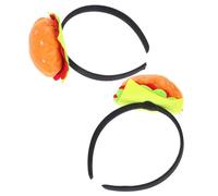 Veemoon Lot de 2 Serrage-Têtes Hamburger Réalistes Accessoires de Fête Légers et Antidérapants Bandeaux Gourmands pour Carnaval Anniversaires et Événements Cosplay Taille Unique