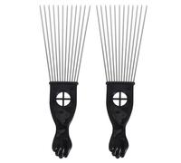 Veemoon Lot de 2 Set de Peignes en Acier Peigne à Dents Larges en Éventail Lisse pour Homme et Garçon Usage Professionnel Coiffure Démêlant Cheveux Épais et Cuir Chevelu