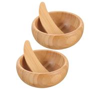 Veemoon Lot de 2 Set en Beige pour Soins du Visage avec Mini Spatule, Mélangeur Portable pour Masque Facial Diy, Outil Cosmétique Naturel pour Soins Peau à Domicile