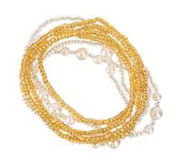 Veemoon Lot de 2 Sets de Chaînes de Taille Élastiques en Perles Multicolores, Décoratives Dorées et Argentées, Accessoires de Corps Créatifs pour Femmes, pour Robe, Fête et Look