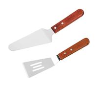 Veemoon Lot de 2 Spatules en Métal Inoxydable Manche en Bois Pelle à Pizza et Spatule à Gâteau Triangulaire Outils de Pâtisserie pour Usage Domestique et Professionnel