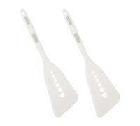 Veemoon Lot de 2 Spatules en Silicone Résistantes à la Chaleur Antiadhésives Taille Petite Couleur Blanche Points Verts Multifonction pour Poêle et Wok Ustensiles la Cuisine pour
