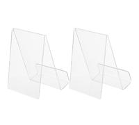 Veemoon Lot de 2 Supports à Livres Transparents en Acrylique Étagères d'Affichage Antidérapantes pour Bureau et Librairie Porte-Albums Photos Polyvalent pour Exposer Livres et