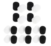 Veemoon Lot de 20 Bonnettes Anti-Vent en Mousse pour Micro-Casque et Micro sans Fil Petites Housses Blanches et Noires du Bruit du Vent Adaptées pour Chant Interview et Enregistrement