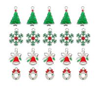 Veemoon Lot de 20 Pendentifs en Alliage Décoratifs de Noël Accessoires DIY pour Colliers et Bracelets Ornements Suspendus Trou Pratique pour Création Bijoux et Présents Festifs