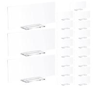 Veemoon Lot de 20 Porte-Noms en Acrylique pour Bureau, Support Amovible | Plaque rectangulaire transparente vierge pour décoration de table de mariage, banquet, dîner, bureau (5,9 x 2,4 pouces)