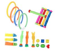 Veemoon Lot de 21 Jouets de Plongée pour Garçon et Filles Anneaux Bâtons Algues et Gemmes en Plastique Sûr Couleurs Aléatoires pour Piscine et Initiation la Couleur