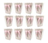Veemoon Lot de 24 Boîtes à Popcorn Blanches en Papier Nœud Papillon, Légères et Élégantes, pour Fêtes Princesses et Saint-valentin