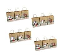 Veemoon Lot de 24 Paquet en Papier Kraft à Fond Carré pour Noël Motifs Animaux Festifs Taille Moyenne Paquet Fourre-Tout Légers et Robustes pour Emballage Présent et Rangement