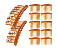 Veemoon Lot de 24 Peignes à Cheveux Ondulés en Plastique 17 Dents Petite Taille Couleur Marron Foncé Peignes Latéraux pour Voile de Mariée et Coiffures de Mariage