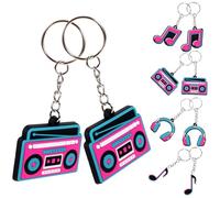 Veemoon Lot de 24 Porte-Clés Musique en PVC Léger 4 Modèles de Notes et Cassettes Accessoires Fête Musicale et Décoration Anniversaire pour Paquet à Dos et Présents Karaoké