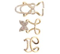 Veemoon Lot de 3 Bagues D'ongles Décoratives en Alliage Doré Clair, Taille Unique, Anneaux pour Ongles en Acrylique, Bijoux de Doigt Amovibles, pour Femmes, Nail Art, Occasions Festives