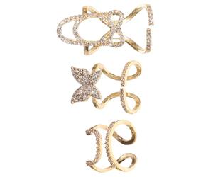 Veemoon Lot de 3 Bagues D'ongles Décoratives en Alliage Doré Clair, Taille Unique, Anneaux pour Ongles en Acrylique, Bijoux de Doigt Amovibles, pour Femmes, Nail Art, Occasions Festives