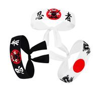 Veemoon Lot de 3 Bandeaux de Karaté Japonerie 100% Polyester Confortable et Respirant Accessoire de Costume Ninja pour Adultes pour Sport Cuisine Design Unique