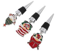 Veemoon Lot de 3 Bouchons de Vin Festifs Noël en Liège Bouchons de Conservation Étanches pour Bouteilles de Vin Standard Décorations Originales Père Noël pour Fêtes et Dégustations